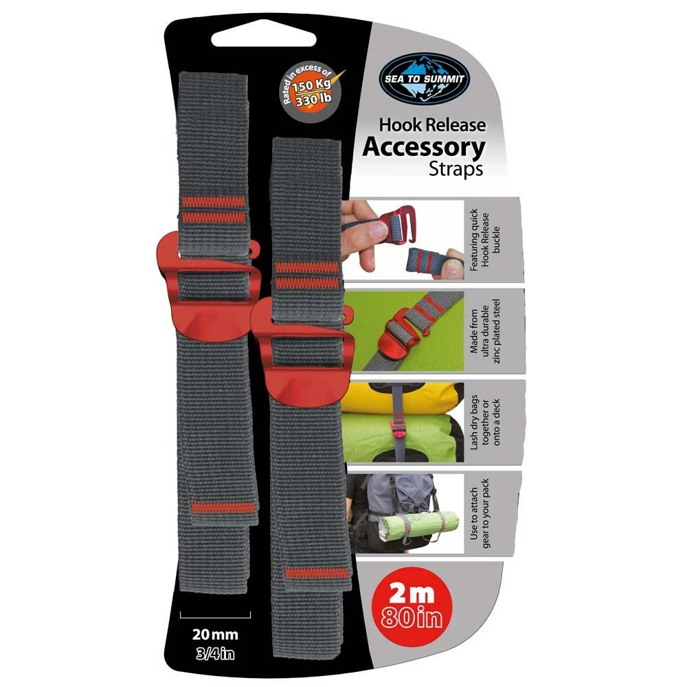 Sea To Summit 20mm Accessory Straps With Hook Release 2M/80" Camp & Hike 3 Sea To Summit 20mm Accessory Straps With Hook Release 2M/80" Camp & Hike