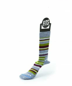 FITS Men Medium Hiker Striped Crew Socks