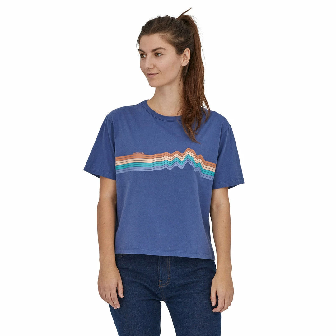 Patagonia Women's Ridge Rise Stripe Organic Easy Cut Tee 7 Patagonia Women's Ridge Rise Stripe Organic Easy Cut Tee