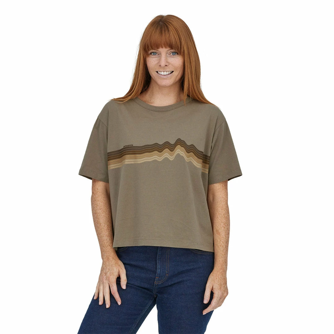 Patagonia Women's Ridge Rise Stripe Organic Easy Cut Tee 10 Patagonia Women's Ridge Rise Stripe Organic Easy Cut Tee