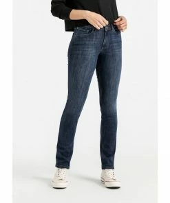 DU/ER Women's Performance Denim Mid Rise Slim Straight